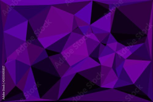 Abstract geometric triangle pattern background in vibrant shades of rich dark purple hue.
