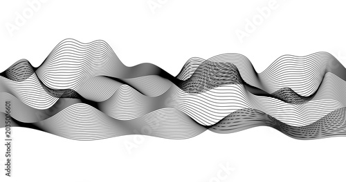 Konstfotografi Abstract backdrop with monochrome wave gradient lines on white background Modern