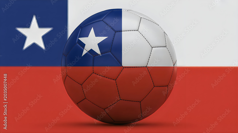 Obraz premium Chilean flag soccer ball on chile flag background