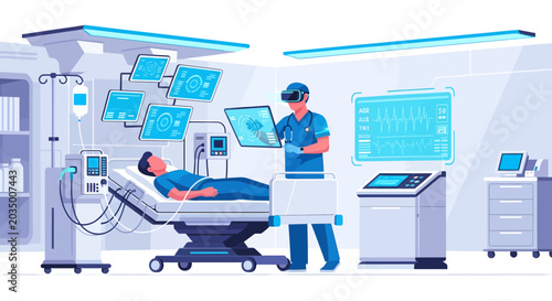 Futuristic Medical Professional Using Virtual Reality in Intensive Care Unit