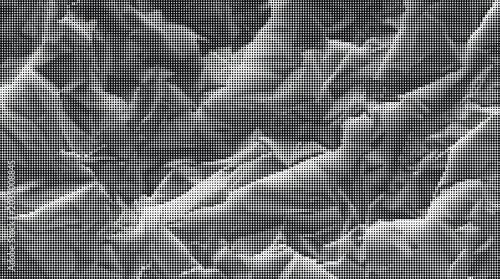 Fotografie A microscopic view of a gray, crumpled surface with many folds and creases