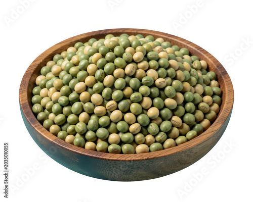 Green Soybeans in Wooden Bowl Vector Illustration Isolated on Transparent Background