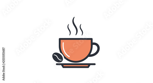 Hot Coffee Cup with Steam Rising.