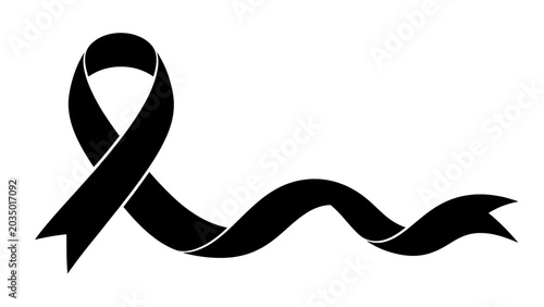 Ribbon black awareness symbol for mourning and support with awareness