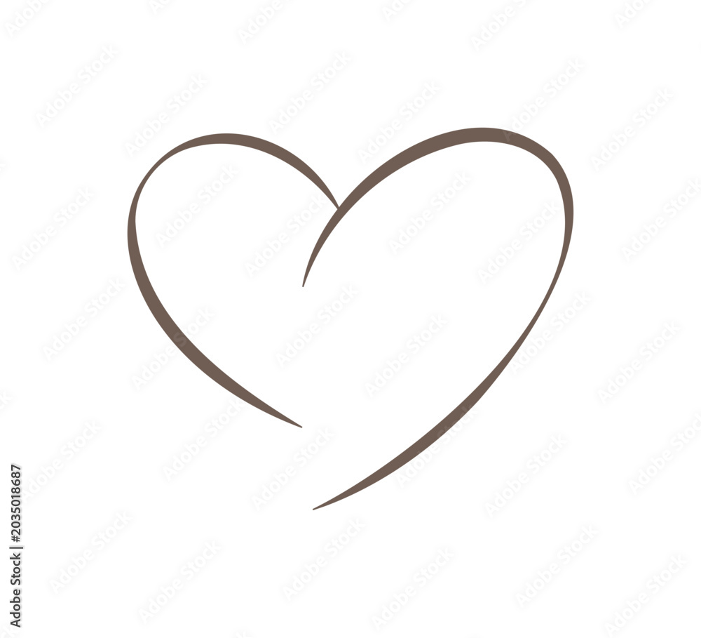 Fototapeta premium An elegant minimalist hand drawn heart outline. A simple calligraphic love symbol vector illustration. Ideal for logos, wedding invitations, Valentine's Day cards, and coffee shop branding