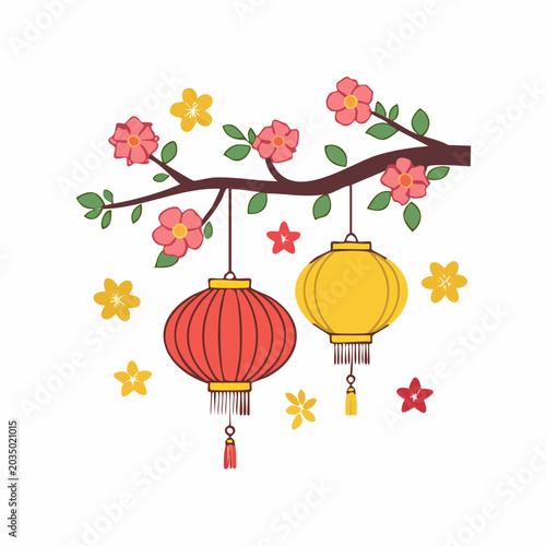 Chinese New Year Lanterns and Blossoms