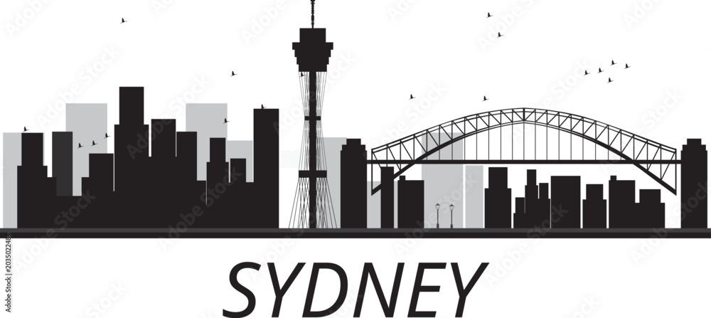 Naklejka premium SYDNEY city skyline prepared in vector