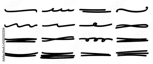 Cuadro en lienzo Hand drawn marker underline vector set