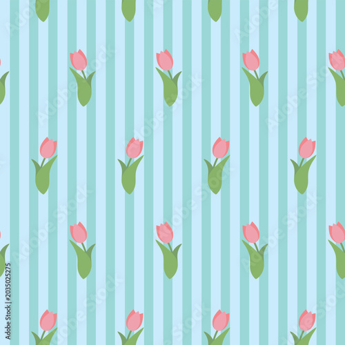 Simple striped pattern with tulips