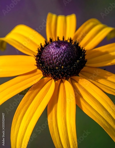 Vibrant Yellow Black Eyed Susan Blooming in Sunlit Garden Closeup
