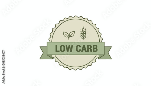 Schilderij op canvas Low carb diet label, healthy eating concept, green badge