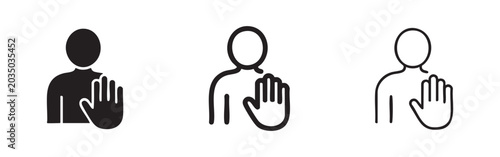 Photos Person with hand blocking gesture icon set for stop or privacy