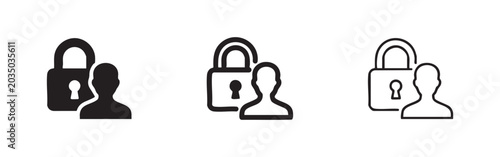 User Account Security Icon, Profile Lock and Password Protection Symbol Vector Graphic