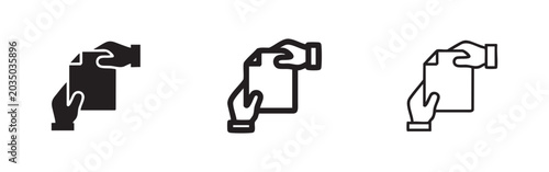 Tableau sur toile Hand holding document icon set