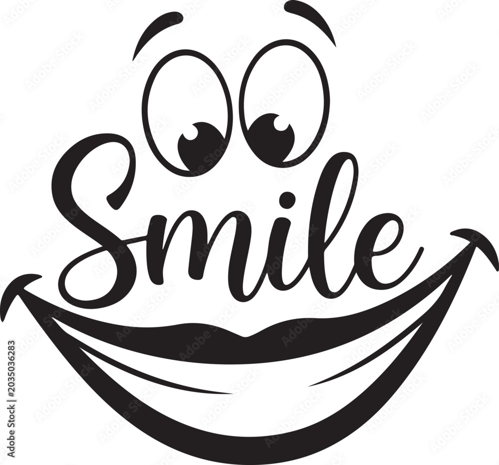 Fototapeta premium Smile Face, Smiling Emoticon, Vector Smiley, Black Smiley Face Icon