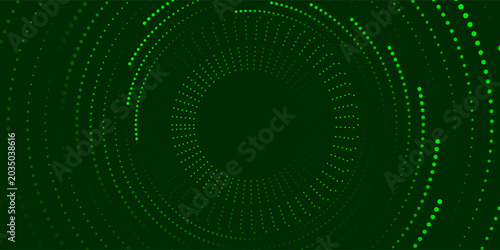 Foto Green abstract vector background with a dynamically rotating particle grid pattern