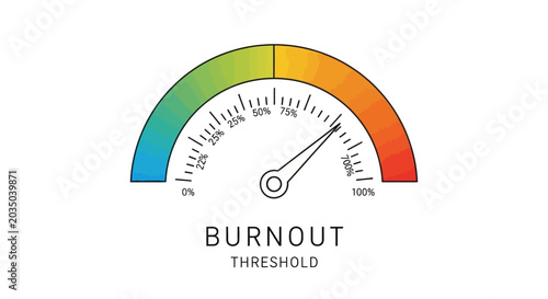 Tableau sur toile Burnout threshold meter reaching critical level, symbolizing high stress and mental fatigue