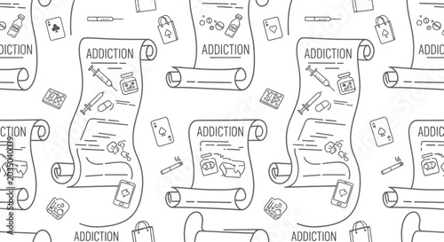 Bild auf Leinwand Seamless pattern with symbols of addiction