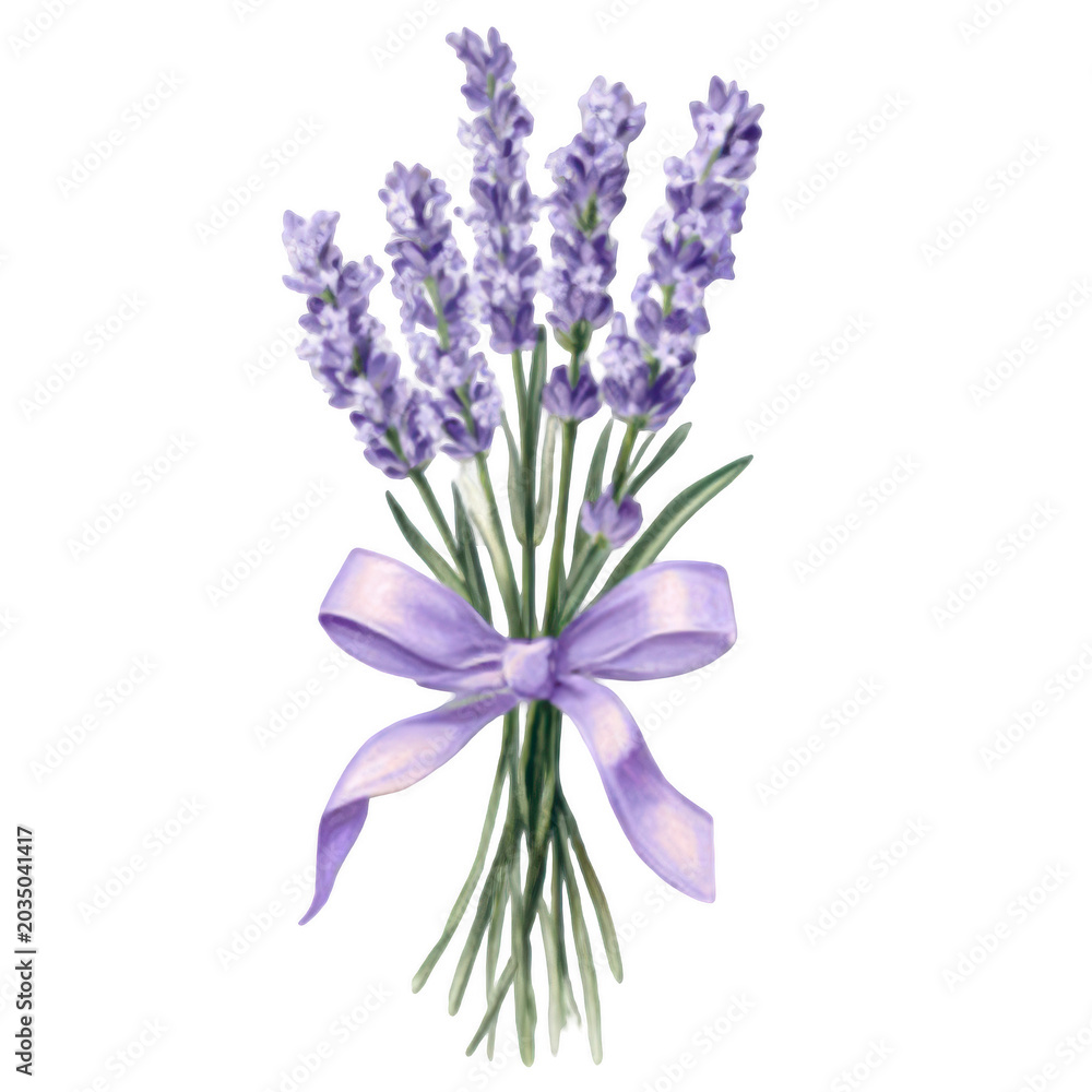 Fototapeta premium Lavender bouquet, purple flowers, floral arrangement, gift bouquet isolated PNG with Transparent Background