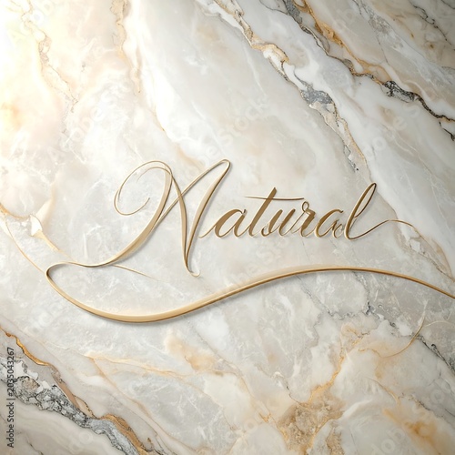 Elegant Gold Natural Lettering Displayed on Light Marble Background