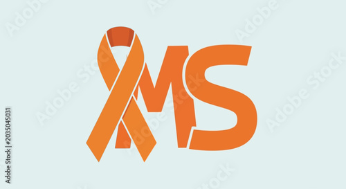 Cuadro en lienzo Multiple Sclerosis (MS) awareness ribbon with text.