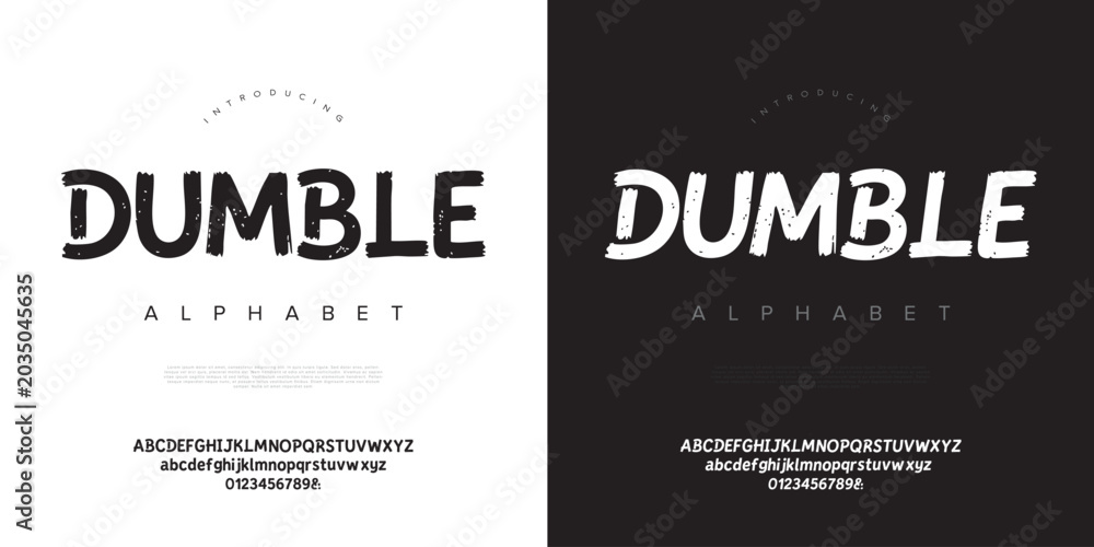 Fototapeta premium Dumble textured dry brush display alphabet font vector illustration for organic rustic product packaging