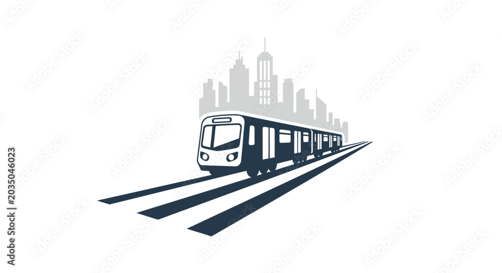 Fototapeta premium Modern tram on city railway tracks.