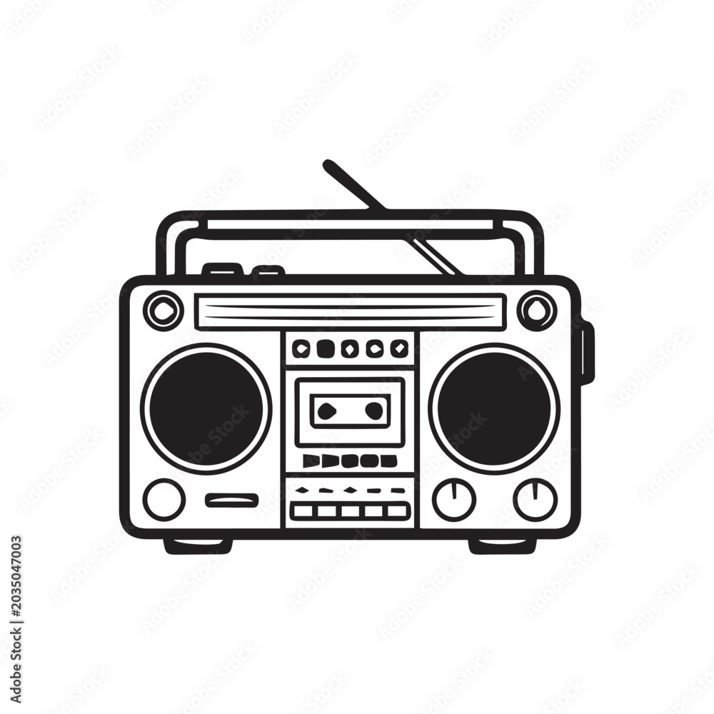 Fototapeta premium Retro boombox with cassette player and speakers