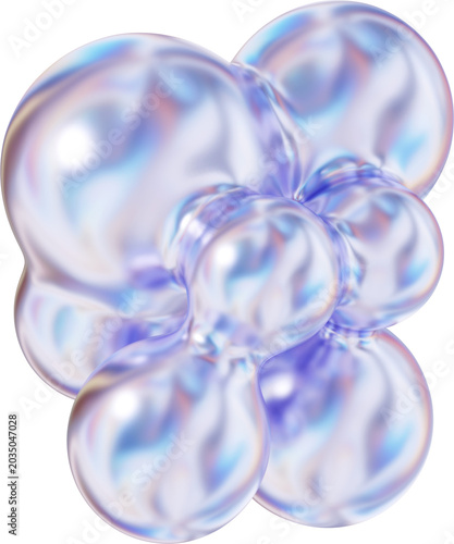 3d holographic gradient purple shape clipart, pastel iridescent fluid abstract form isolated. Render of geometric illustration