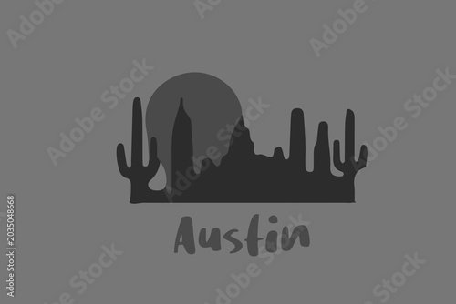 Canvastavla Austin city landscape illustration identical to cactus