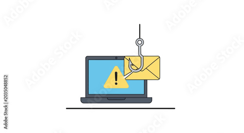 Phishing scam on laptop screen.