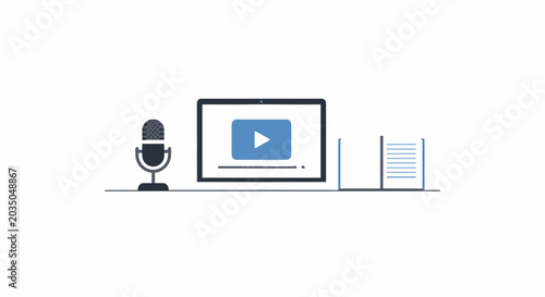 Podcast Recording Studio Equipment Setup.