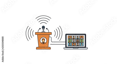 Public Speaker At A Lectern Microphone.