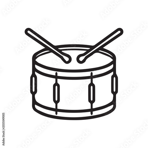 Photos Snare drum with drumsticks icon line art