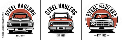 Canvastavla Vintage truck logo designs featuring classic steel haulers text elements