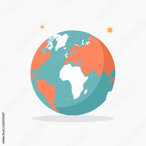 Stylized Earth Globe with Sun