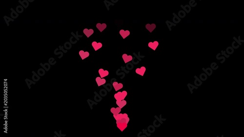 Animation Social media Like of red hearts flying on a black background.  Stream reactions in social media. 4K video
