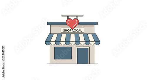 Small Local Shop Storefront Illustration.