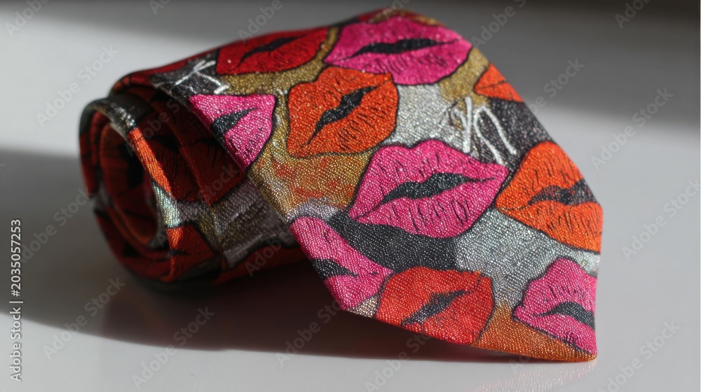 Naklejka premium Valentine kiss print necktie as bold fashion accessory for stylish romantic gift idea perfect present