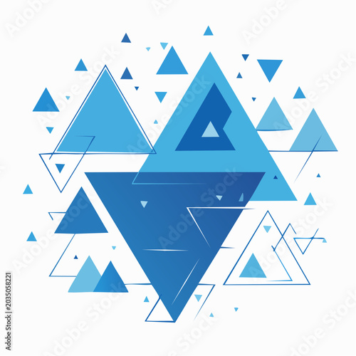 Abstract Blue Triangles Geometric Pattern