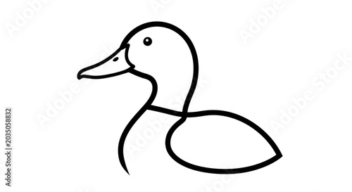 Bild auf Leinwand Simple black duck illustration, minimalist animal design, white background