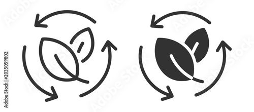 Tableau sur toile Eco recycling icon with leaves, circular arrows and environmental sustainability