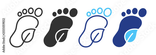 Obraz na plátně Environmental footprint icon with eco leaf and sustainability symbol on transpar