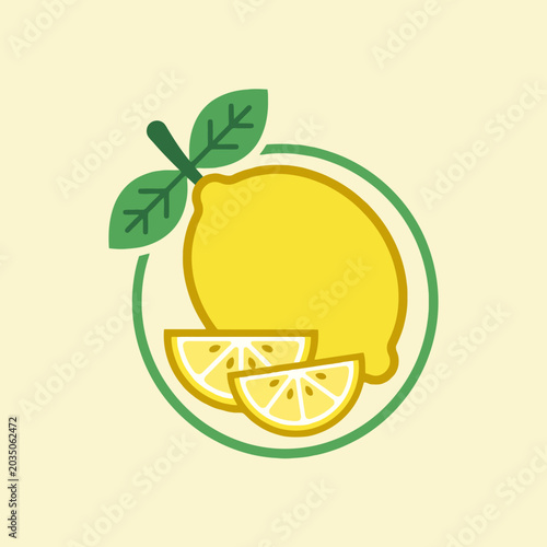 A simple vector illustration of a fresh yellow lemon fruit