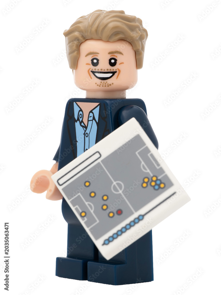Obraz premium Dortmund - Deutschland 26. Mai 2026 - lego Minifigure Trainer mit Tatiktafel