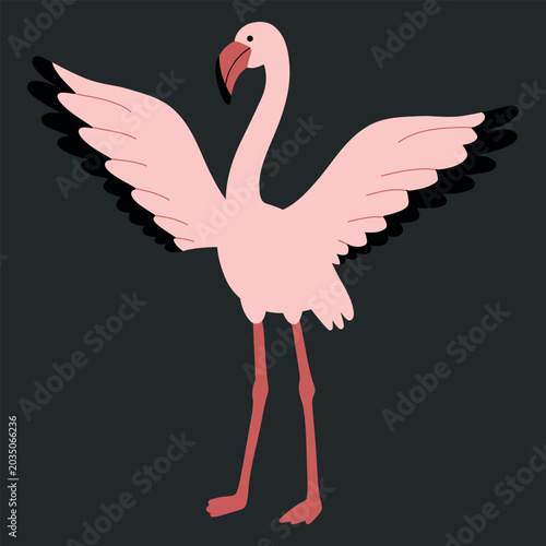 Bild auf Leinwand Cute Cartoon Spreading Wings Flamingo Vector Illustration