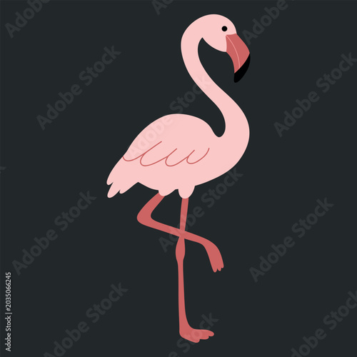 Photos Cute Cartoon Resting on One Leg Flamingo Vector Illustration