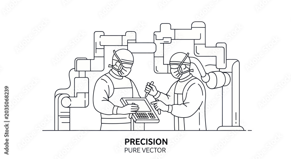 Fototapeta premium Industrial Workers Operating Control Panel in Factory Setting