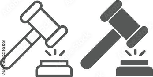 Photos Judge gavel vector icon collection isolated, legal auction hammer and justice il