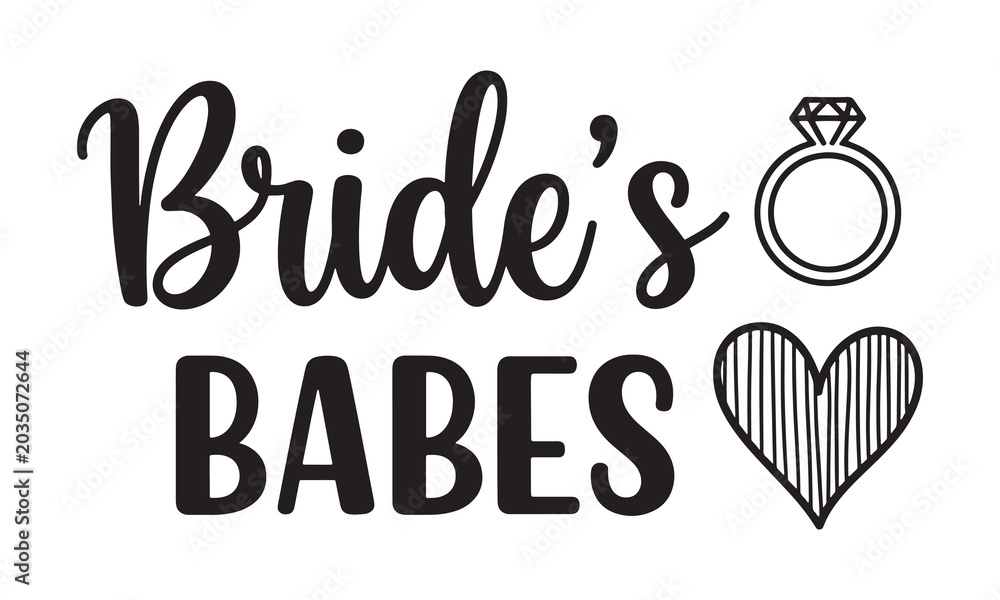 Obraz premium Bride and Groom Elegant Typography Vector